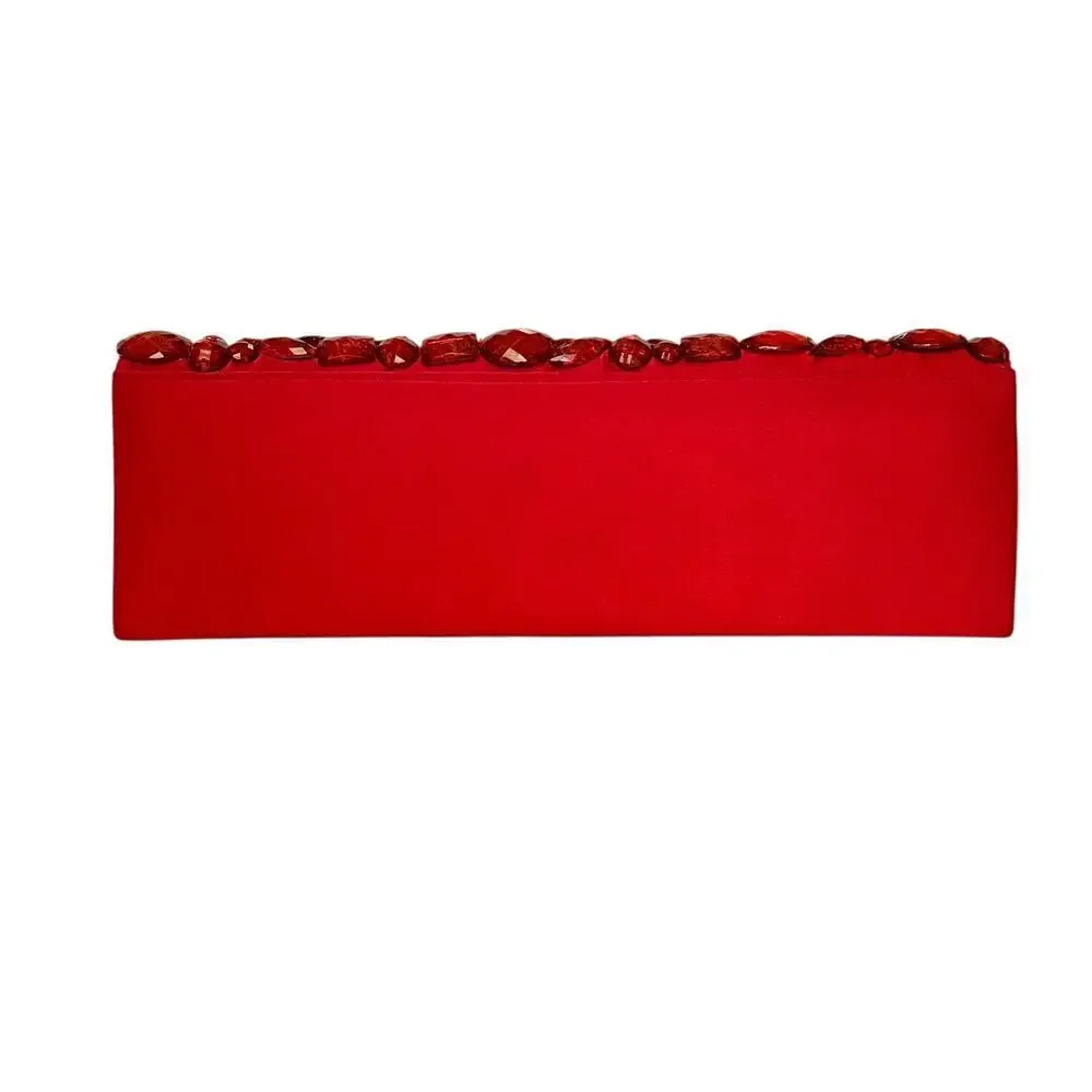 L'Wren Scott x Banana Republic RARE Red Crackle Gemmed Clutch Handbag Wristlet